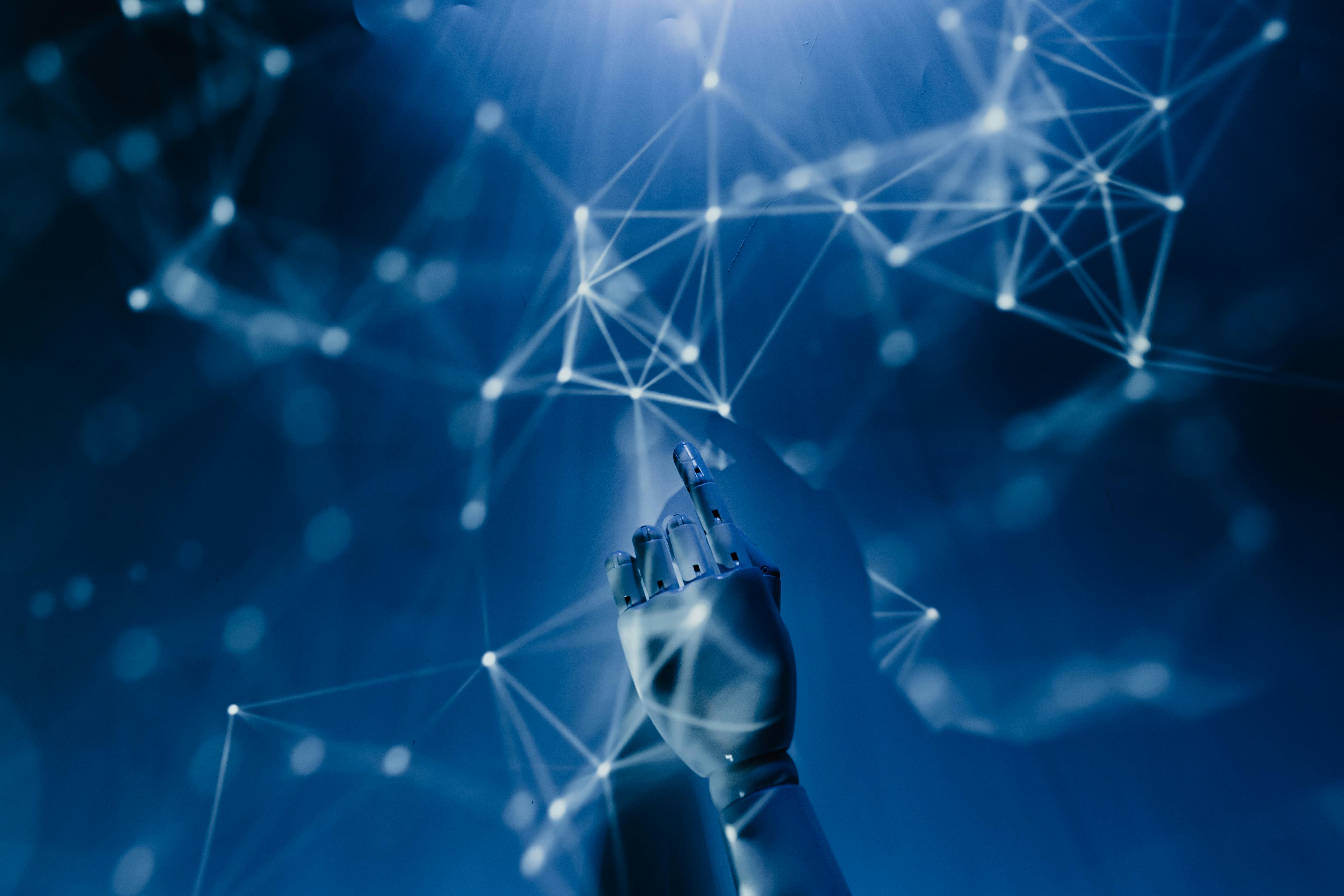 AI network visualization showing how AI agents synthesize brand signals across the web — DLaurie AI